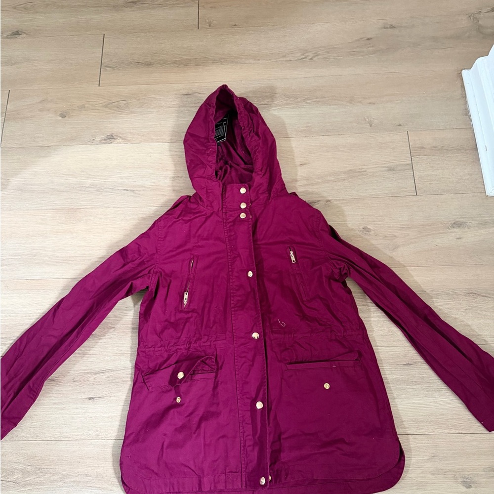 Chocolate Women's Hooded Utility Jacket in Wine - Picture 3 of 6